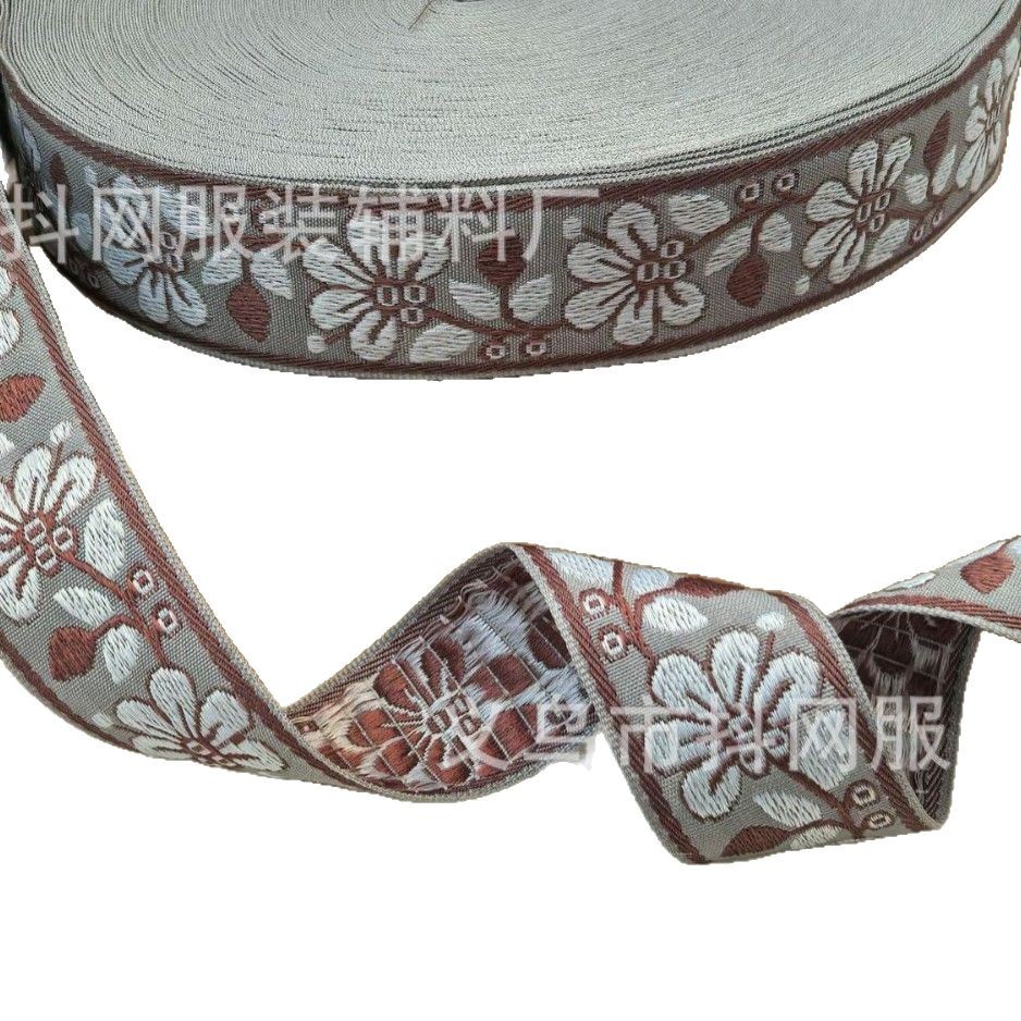 Wholesale of 3cm new ethnic-style jacquard ribbons, performance costumes, hair accessories, gift boxes, packaging ribbons and embroidered ribbons Item Picture