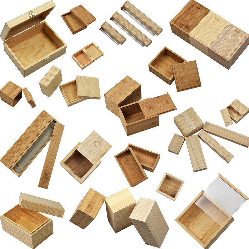 木盒礼品现代简约木质桌面收纳盒家用桌面分隔杂物收纳盒包装木盒产品图