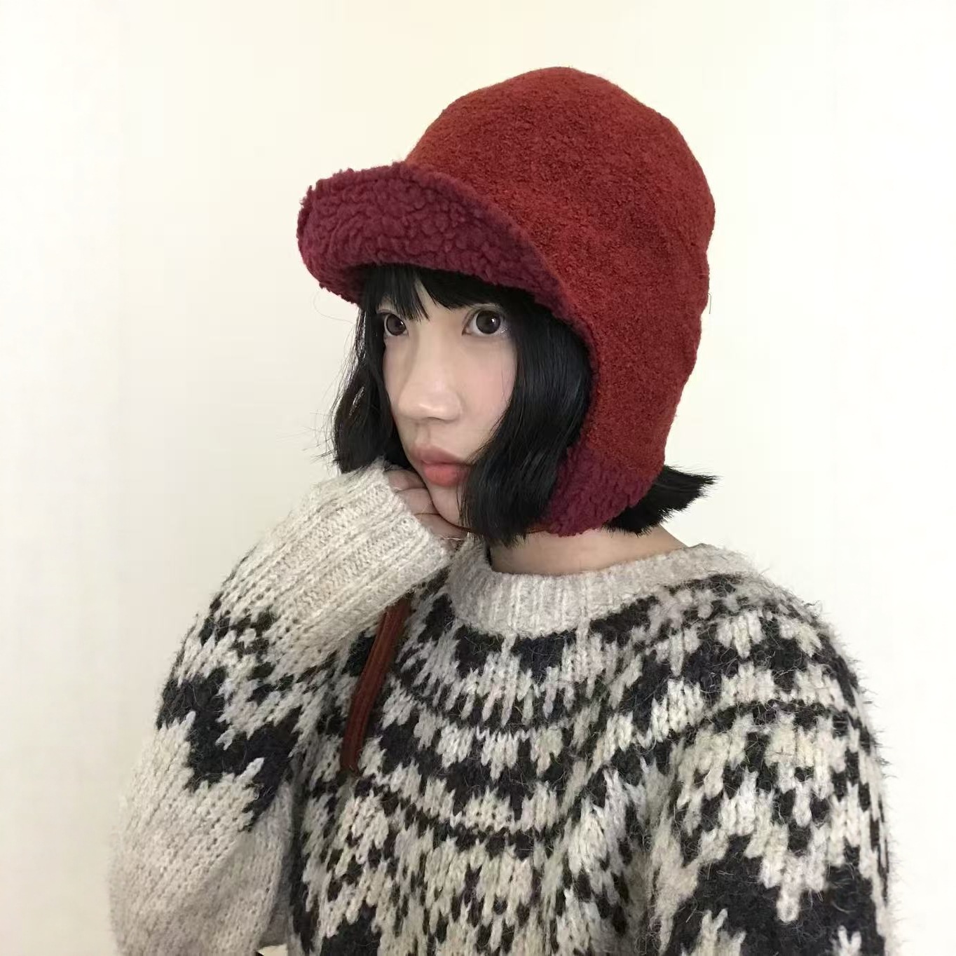 出口日本冬季新款飞行帽双面戴加绒雷锋帽子女显脸小保暖护耳帽男