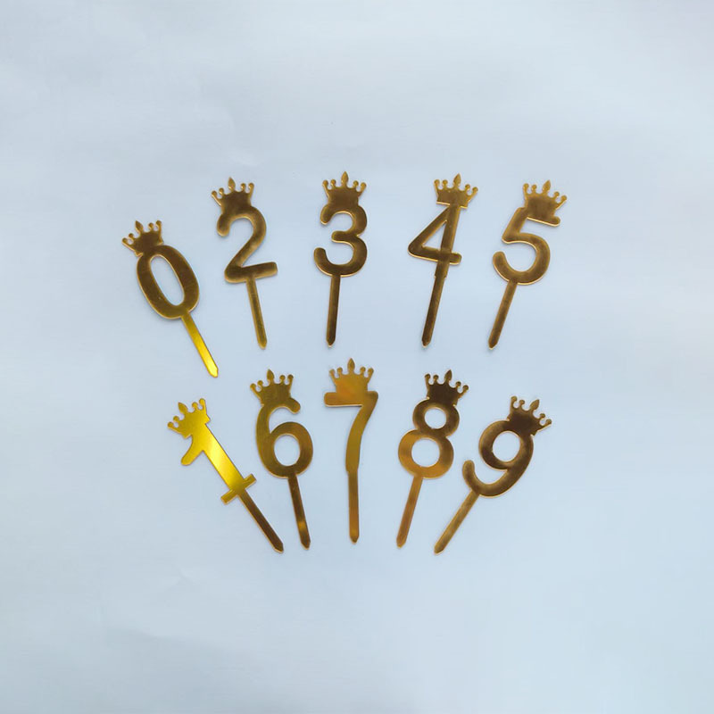 皇冠数字亚克力周岁生日蛋糕装饰插牌聚会派对用品量大优惠