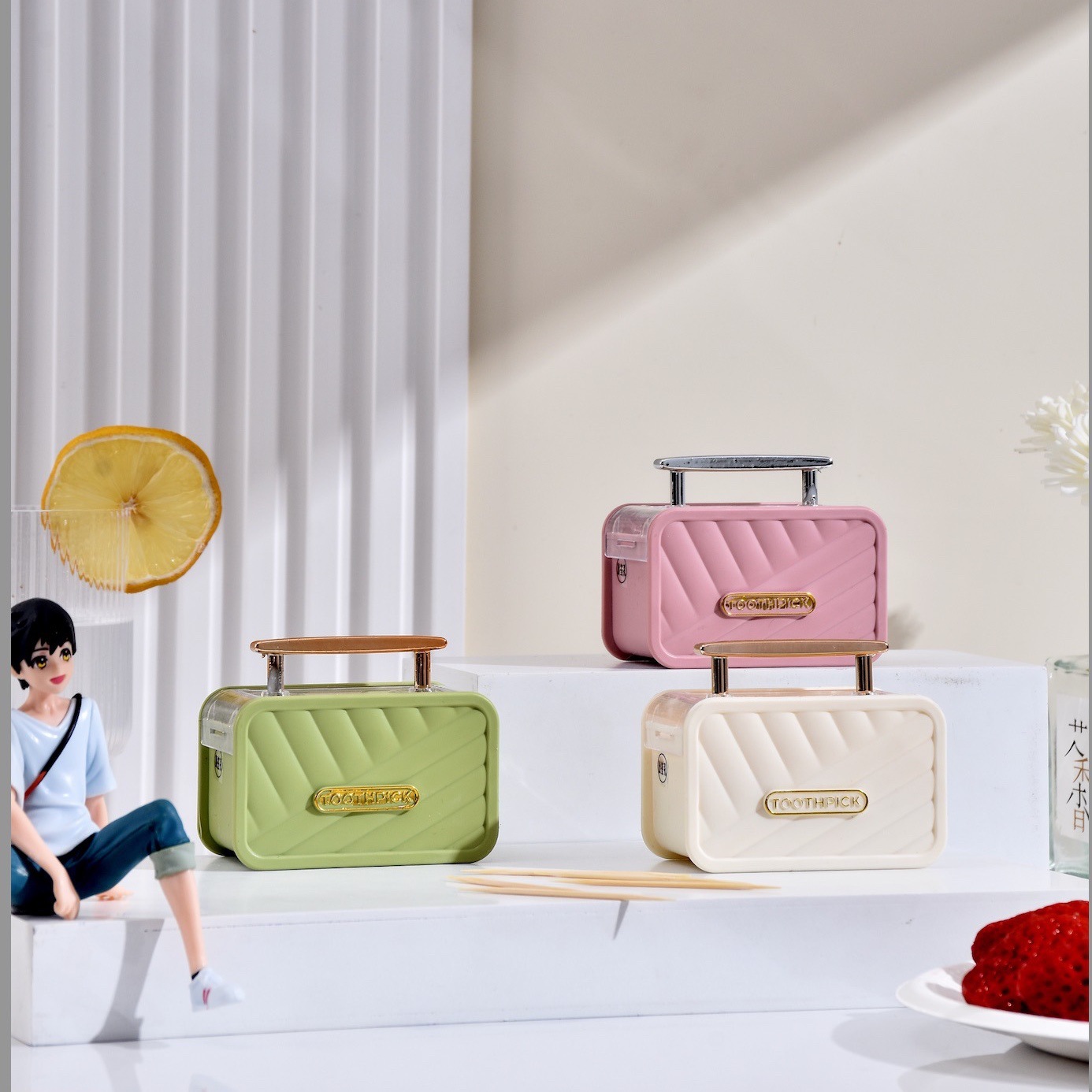 Creative handbag, toothpick box, creative toothpick, creative can, toothpick cylinder, new style toothpick decoration box Application Scenario