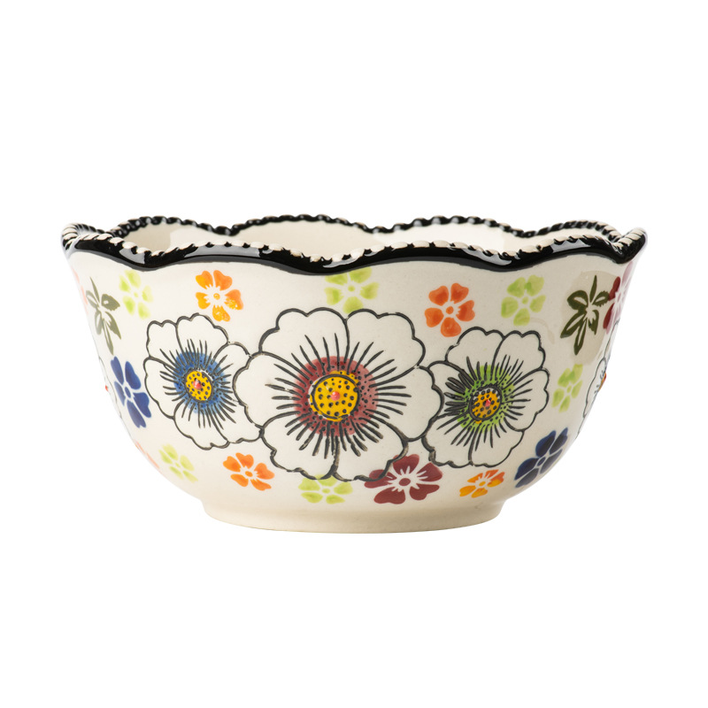 Bangcheng Ceramic Bowl and Plate Set: Household rice bowls, vegetable plates, plates, tableware, retro double-eared bowls, noodle bowls, soup bowls, large bowls Item Picture