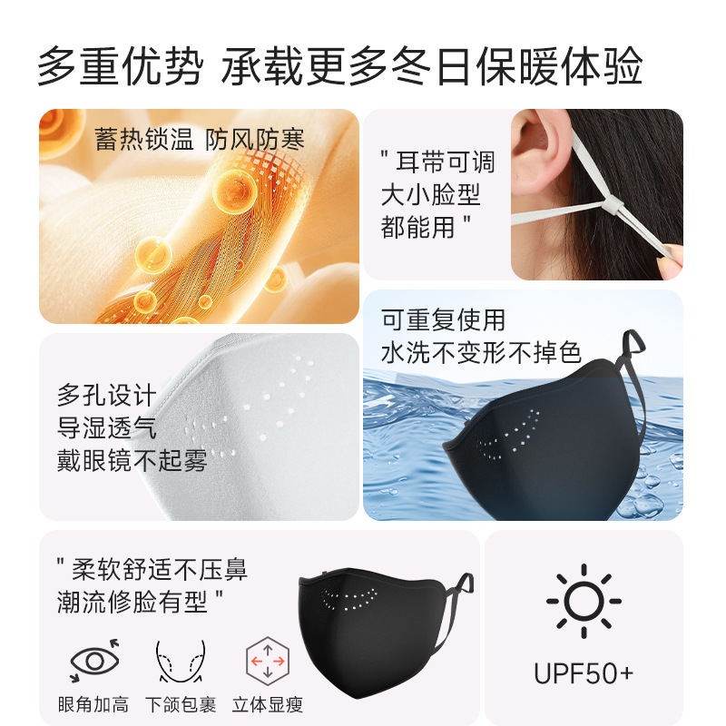 Ski face shield for women, professional wind and cold protection, winter warmth mask for snow-capped mountains, women's style for mountain climbing details Picture