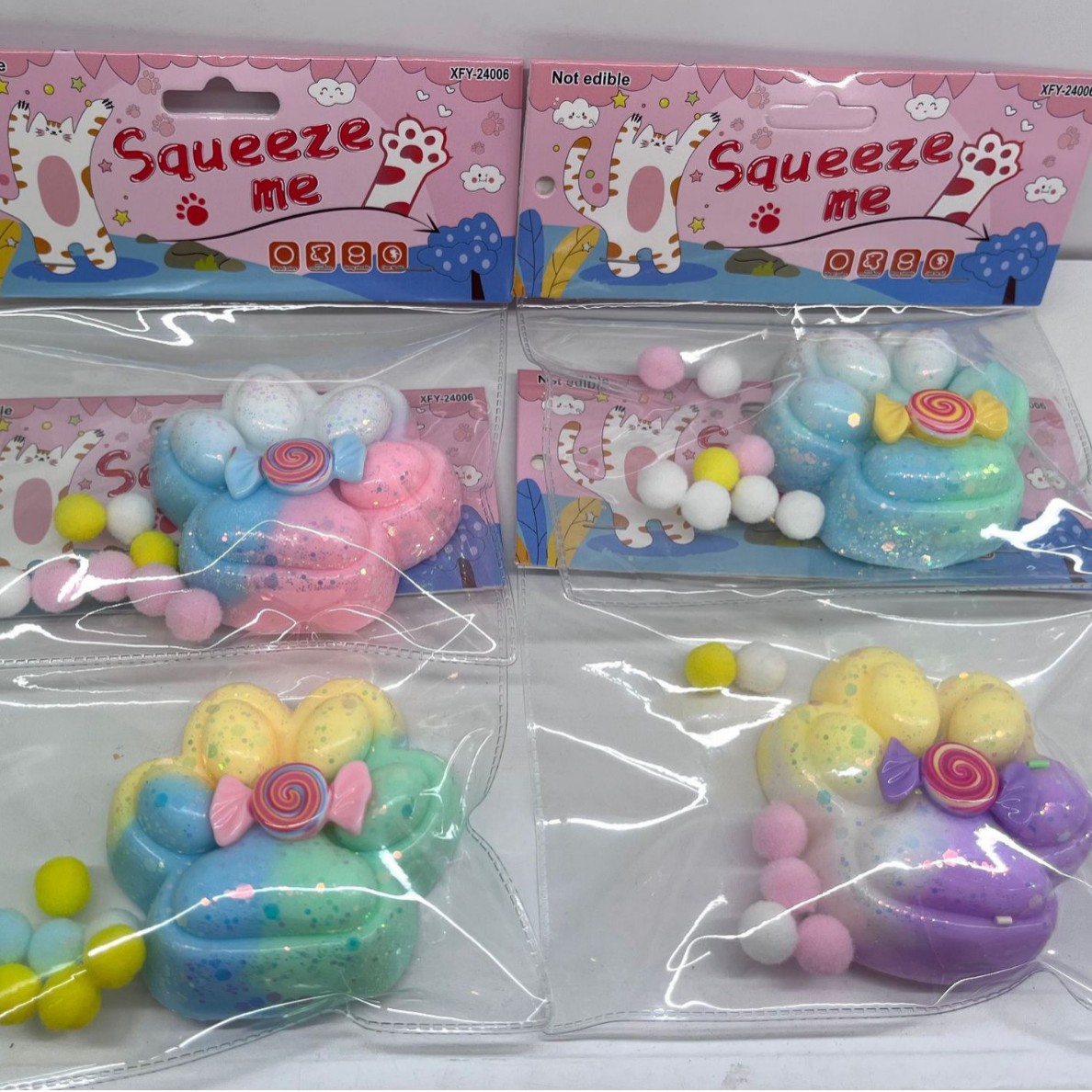 3色混中猫爪+棒棒糖捏捏乐解压玩具