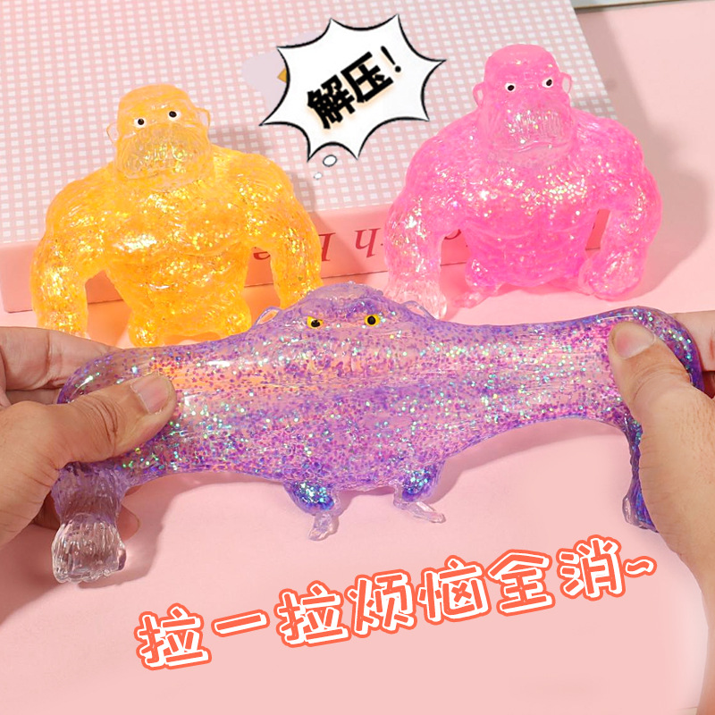 New pectin gold powder stress-relieving Gorilla Cross-border foreign trade sand stretching two-color gorilla Stress-relieving and venting toy Specification image