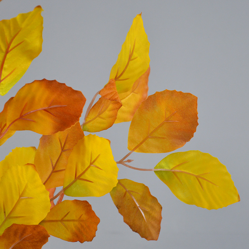 Single-stem artificial beech leaves, wedding decoration flower materials, artificial flower and leaf materials, ceiling, road guide, arch artificial flowers details Picture