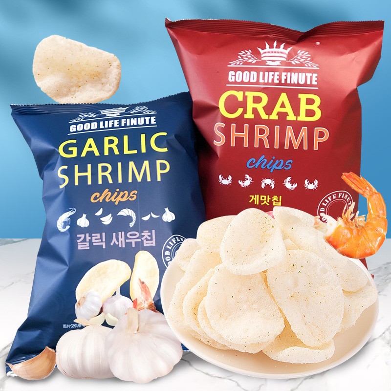 Korean imported garlic-flavored shrimp chips 300g, super large package, fresh shrimp chips, potato chips, office snacks, puffed snacks