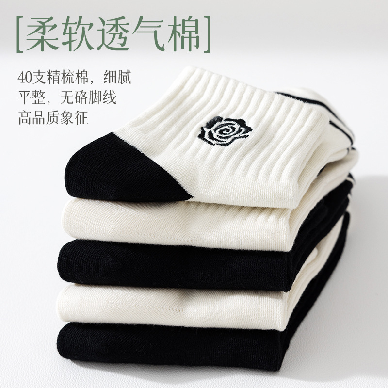 Summer thin, medium-short, sweat-absorbing and odor-proof sports socks for women, Japanese-style cute short socks, spring and autumn medium-short socks Application Scenario