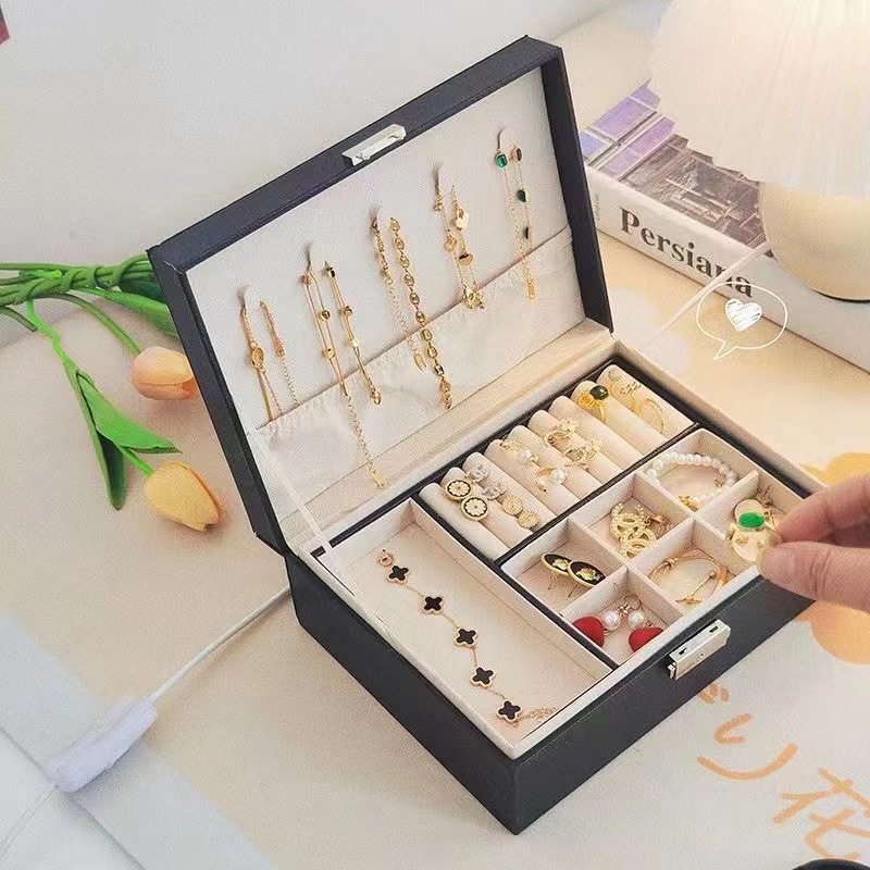 High-end jewelry storage box, large-capacity multi-layer portable stud earrings, earrings, rings, necklaces, accessories display jewelry box Application Scenario