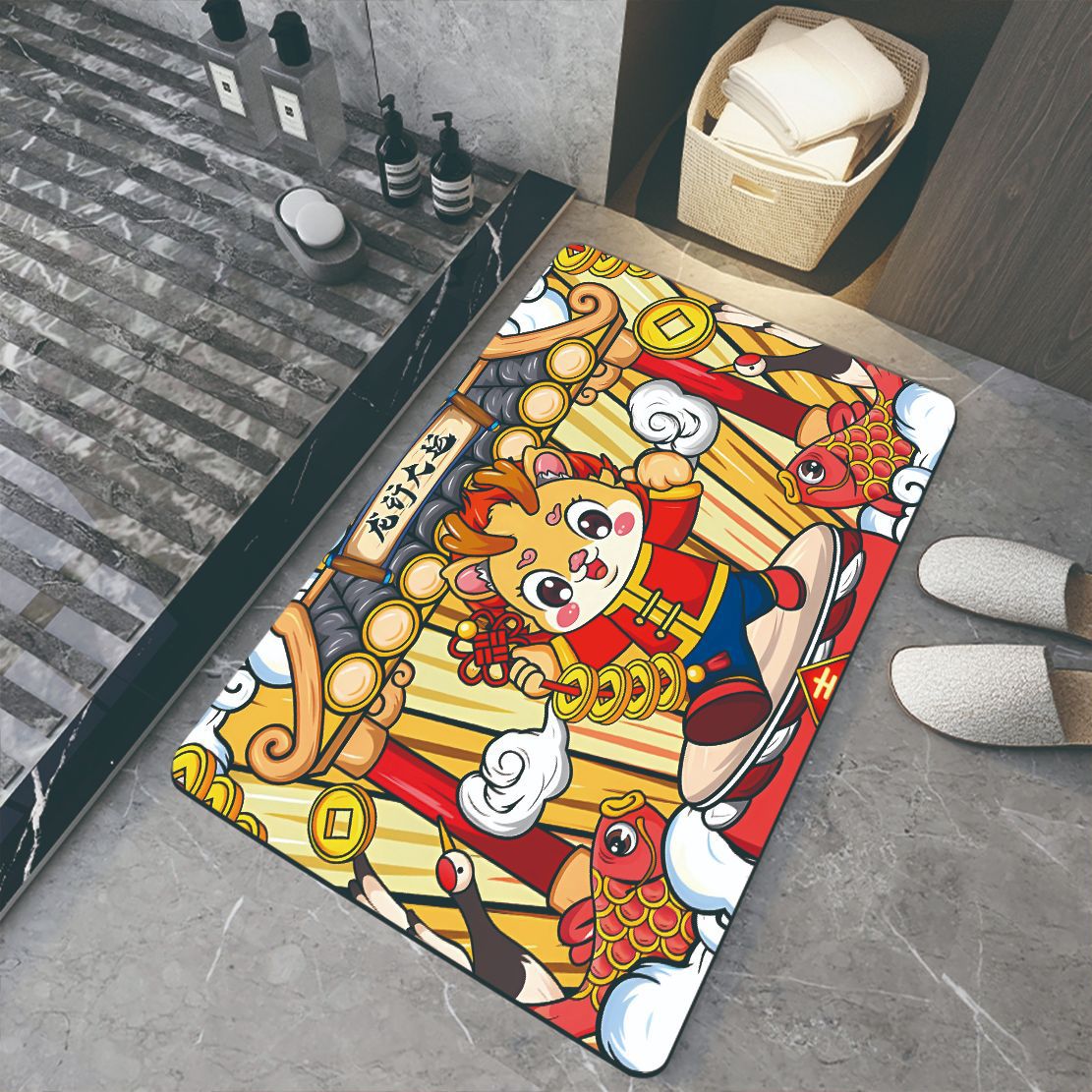 2024龙年硅藻泥地垫客厅防滑垫新年送礼浴室吸水垫家用速干踩脚垫