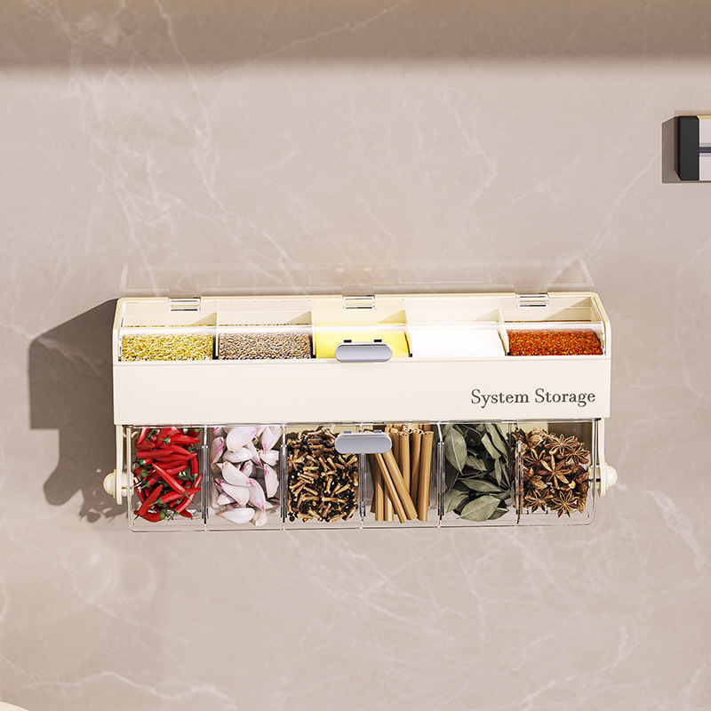 调料盒家用壁挂盐调味罐收纳盒子厨房专用组合套装透明深款食品级