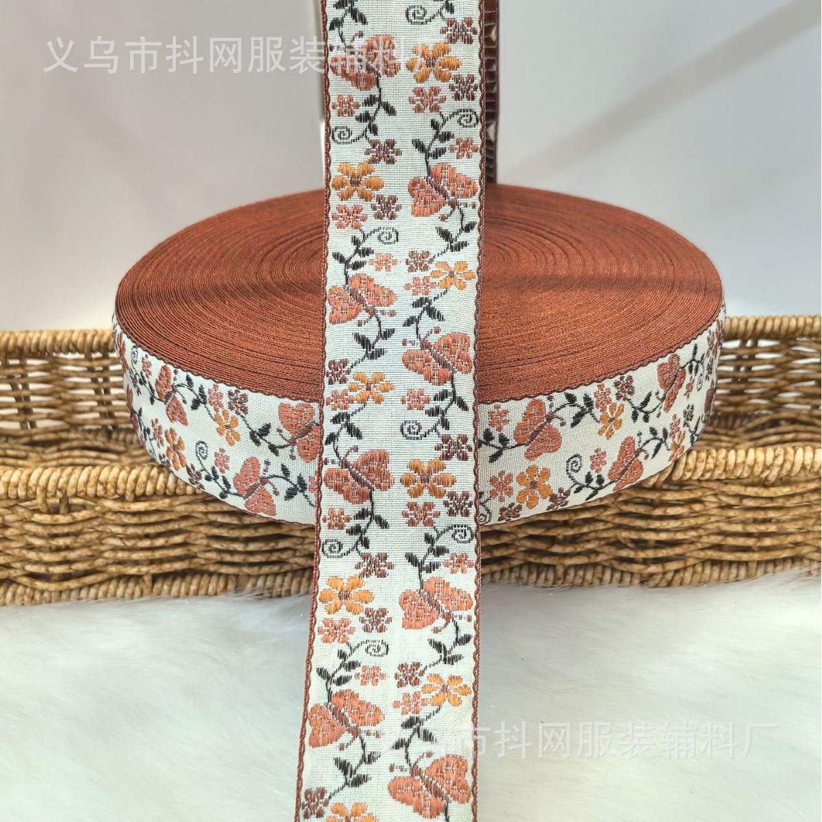 4 cm fashionable little flower butterfly handmade DIY bow webbing Hair accessory headwear edge strap gift box packaging strap Specification image