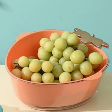 Double-layer radish, cute draining basket, fruit plate, vegetable washing basket, kitchen, home, living room, fruit basket, vegetable washing basket Specification image