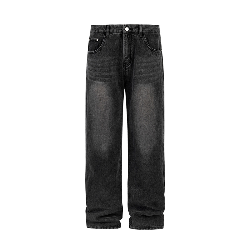 MYQ washed straight-leg jeans for men, spring Cleanfit long pants, Korean style trendy wide-leg floor-length pants Item Picture