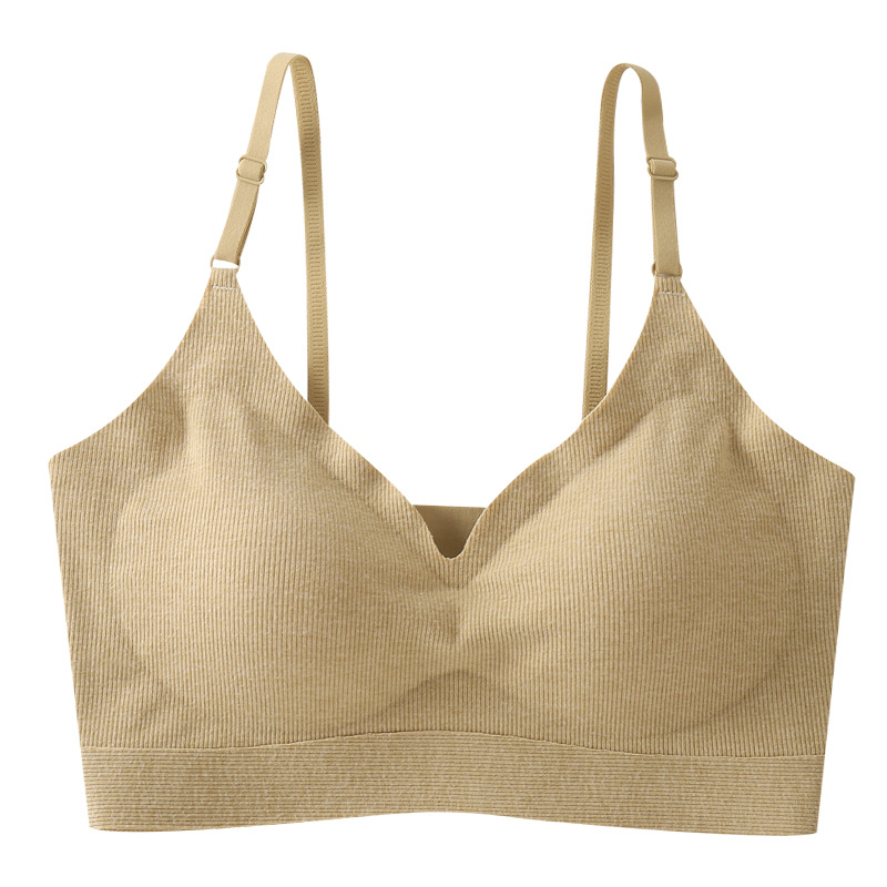 内衣冰丝无痕/内衣/文胸女无肩带性感/内衣蕾丝/华歌尔背心式文胸白底实物图