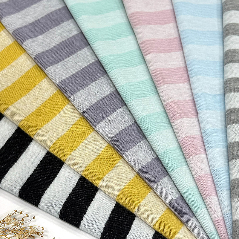Snowflake bamboo joint cotton plain weave sweatshirt fabric, single-sided knitted coarse striped fabric, combed yarn-dyed base layer T-shirt fabric Specification image