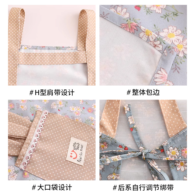 Waterproof long-sleeved bambus-joint cotton apron, fashionable and breathable for cooking, wear-resistant and stain-resistant, all-cotton household apron, wholesale from the manufacturer Specification image