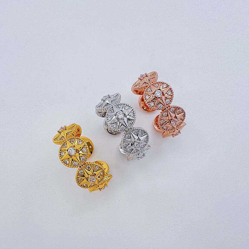 铜镀真金欧美轻奢气质微镶锆石八芒星戒指小众设计时尚高级感戒指