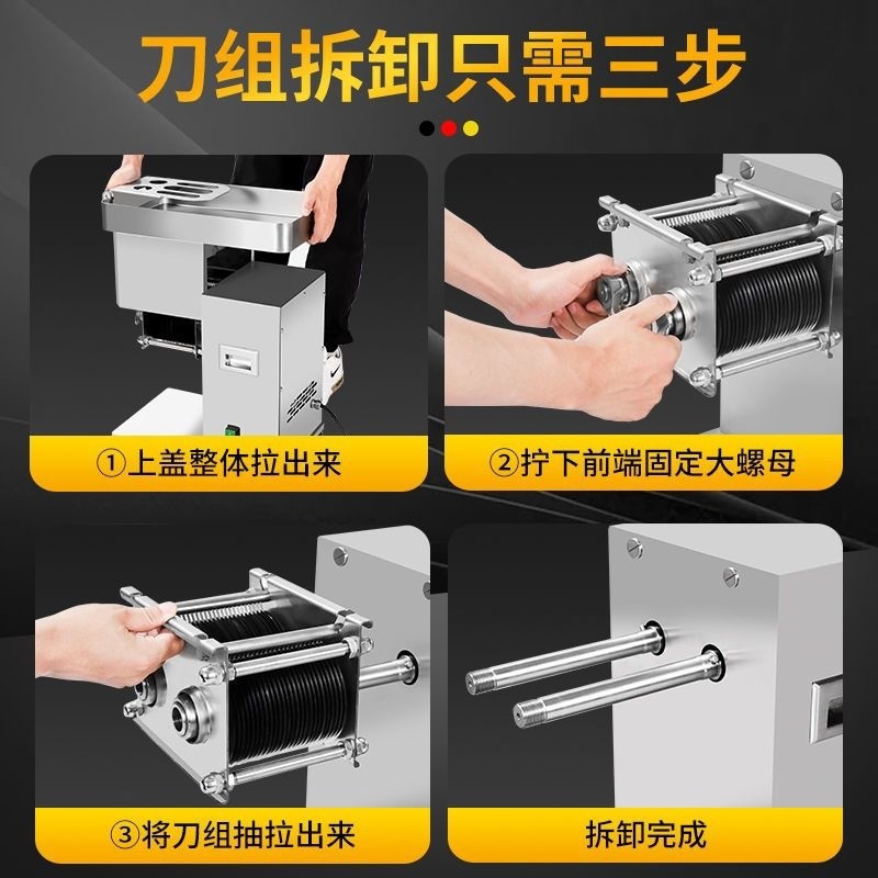 Factory direct sales of commercial multi-functional meat slicers, high-power fully automatic slicing, shredding and dicing machines, and kitchen equipment details Picture