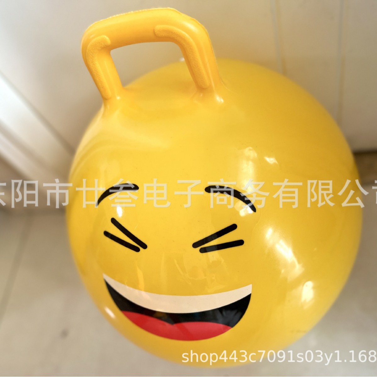 55cm表情加厚手柄球儿童充气玩具羊角球跳跳球地摊批发户外玩具