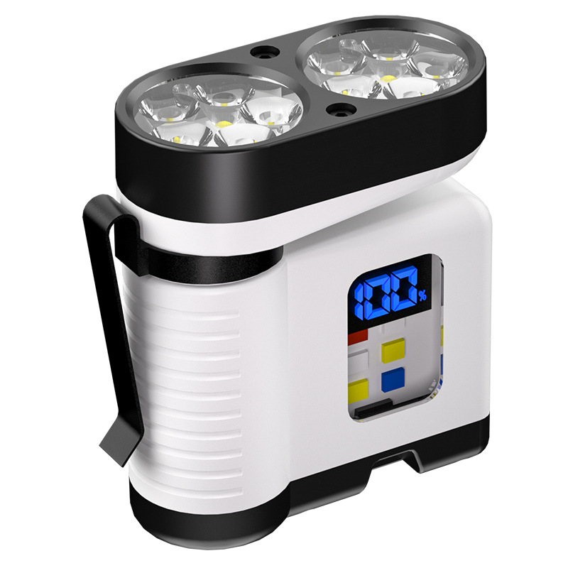 New high-brightness 10LED flashlight with long battery life and magnetic strong light outdoor aluminum alloy brim headlamp