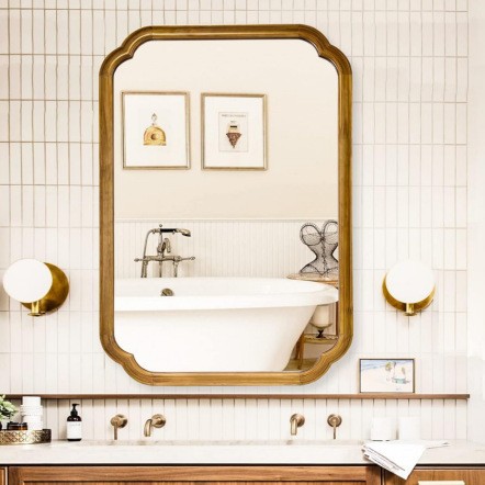 复古化妆镜子台面梳妆镜法式入户玄关壁炉客厅壁挂艺术装饰镜