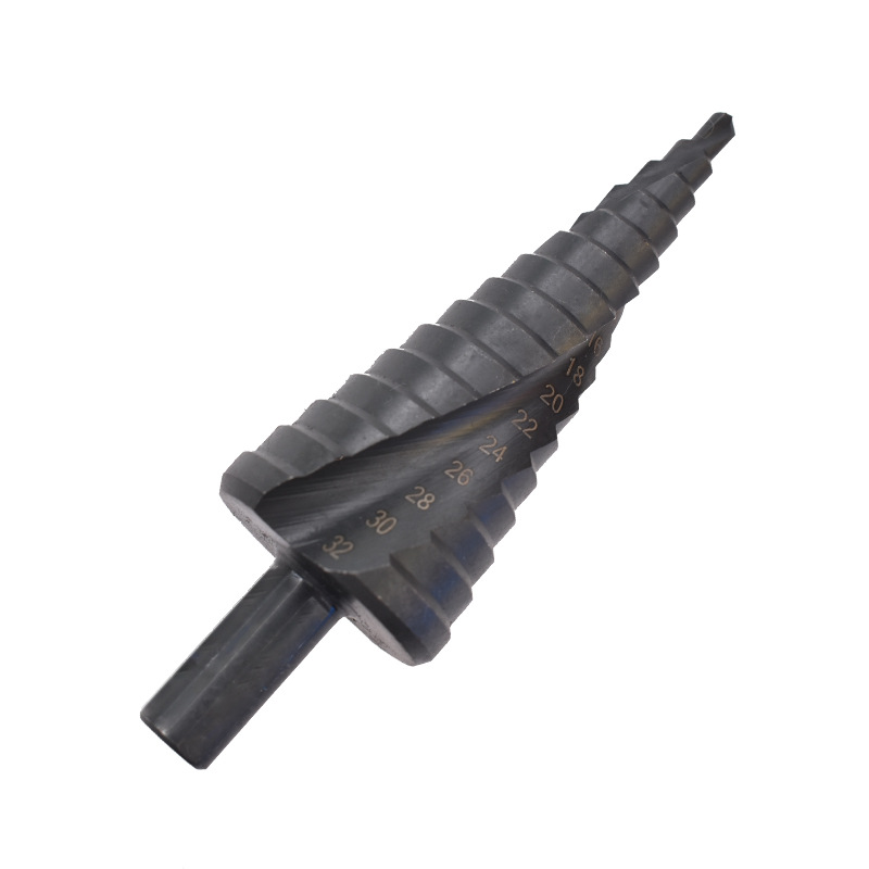 Cross-border spiral tower drill bit drilling, black nitrided step drill bit set wholesale, triangular handle reaming tool Item Picture