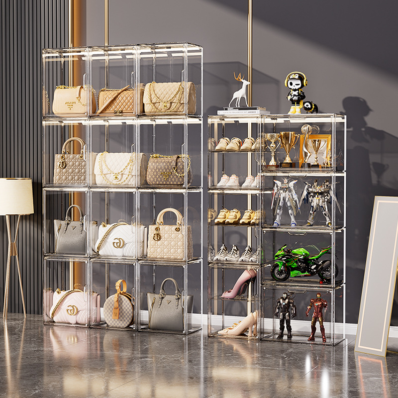 High-transparency shoe box, AJ high-top basketball shoe storage box, stackable magnetic figurine blind box display bag storage box Specification image