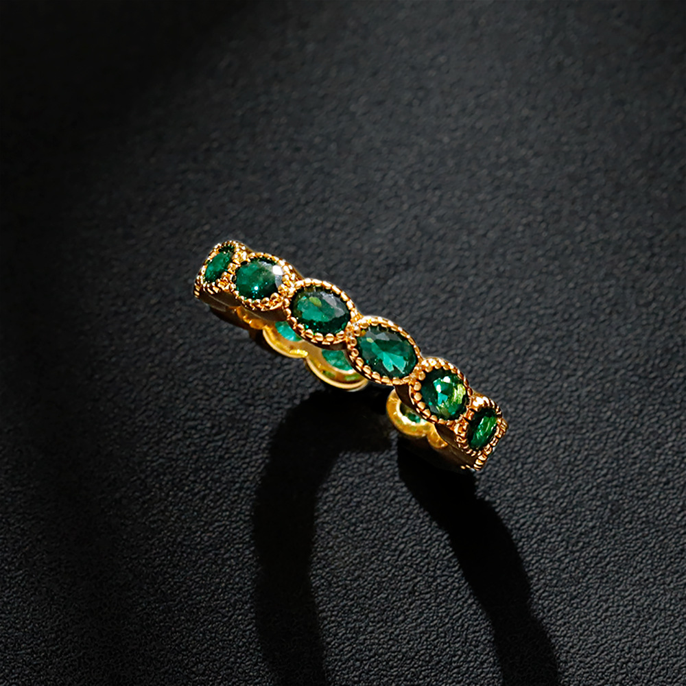 Hyacinth复古港风祖母绿开口戒指女款抖音直播爆款轻奢可调节指环铜镀金色