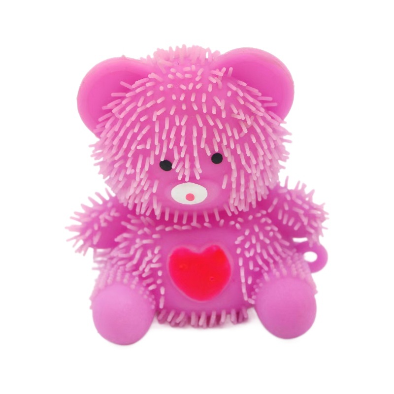 Simulated small animals for release and stress relief, kneading fun children's soft rubber toys for stress relief, heart-shaped flour, furry bear Item Picture