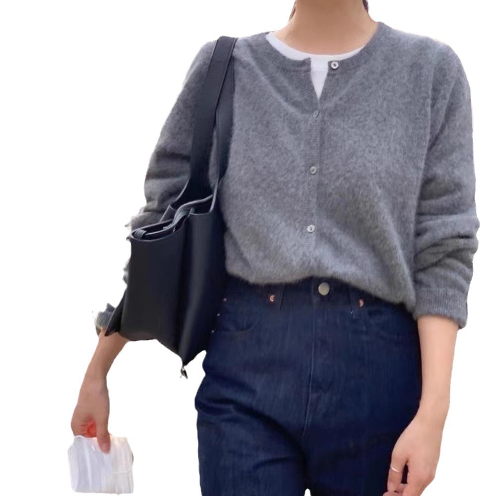 Raccoon fur short knitted cardigan for women's autumn and winter 2025 new style round-neck layering sweater coat top Item Picture