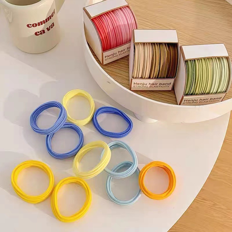 Candy-colored, seamless hair tie for girls, high elasticity, no damage to hair, box-packed hair tie, sweet girl hair accessory Specification image
