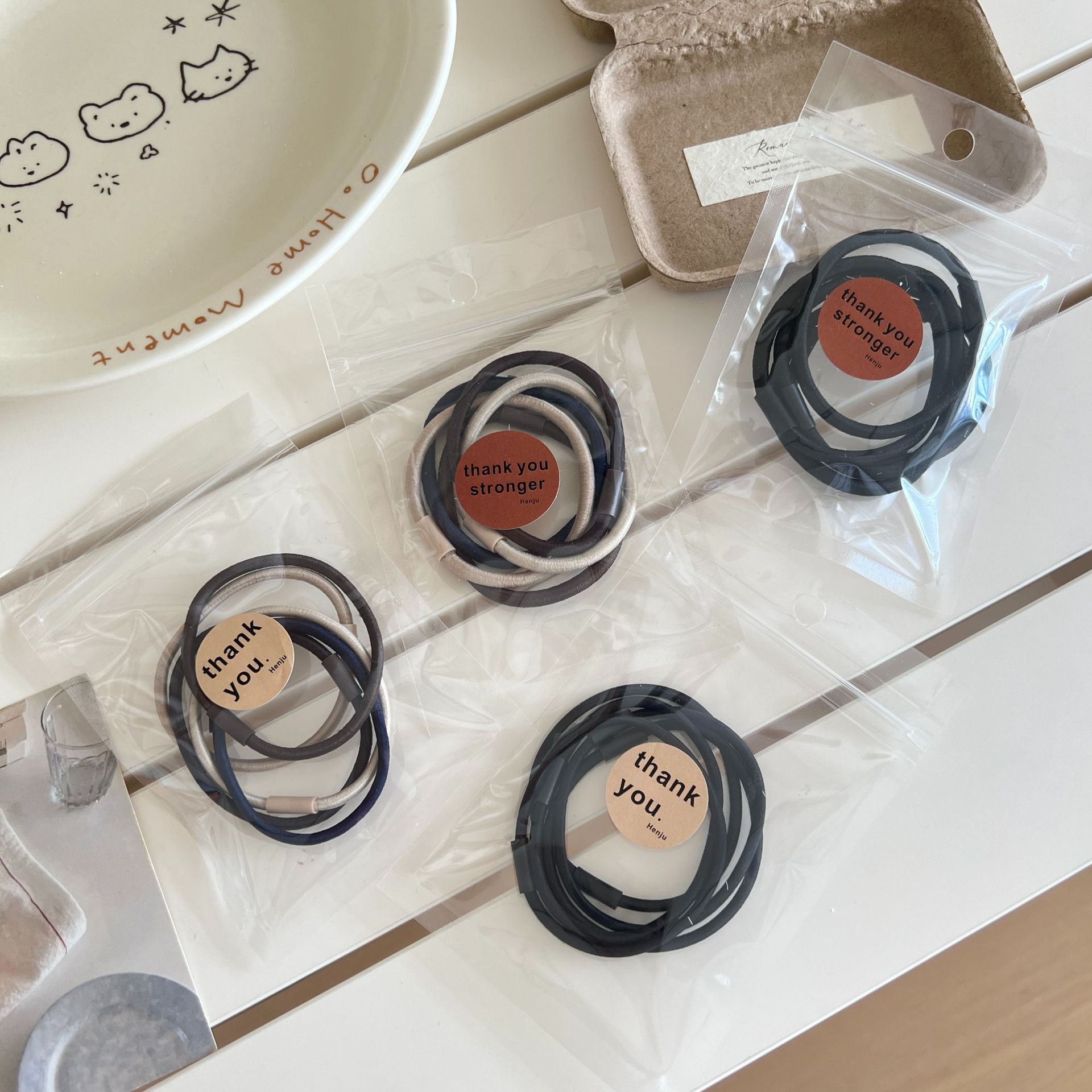 5条装~高弹力实用橡皮筋不伤发发绳女生基础百搭电话线发圈发饰