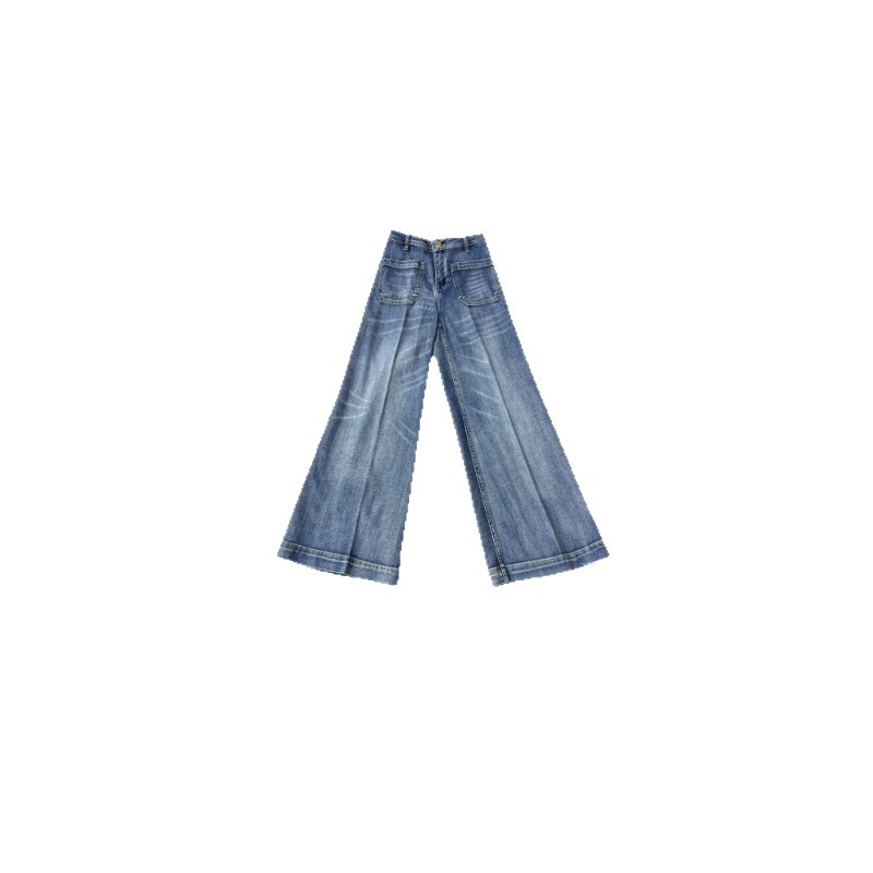 PL blue jeans for men and women, high-waisted loose, casual, versatile, wide-leg trousers with patch pockets, European and American style 2026 new style Item Picture
