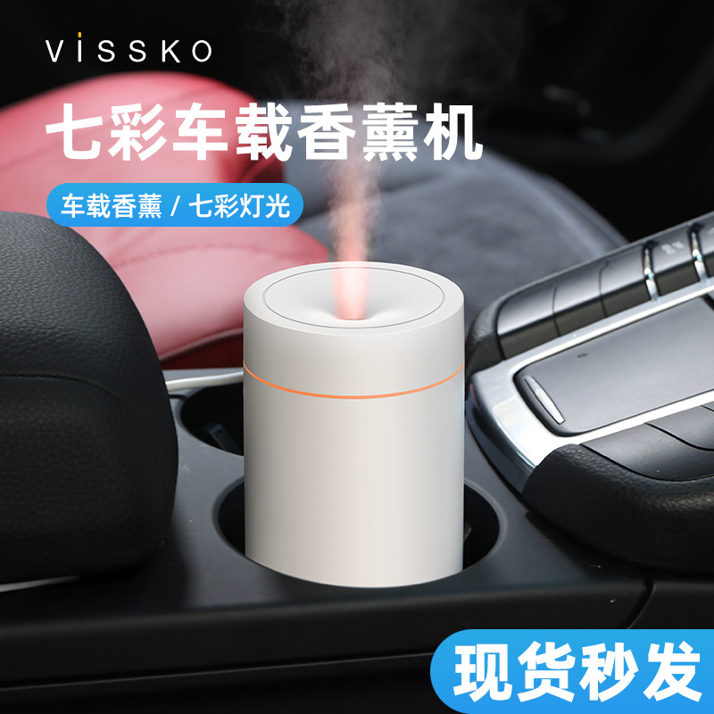 跨境新品七彩车载香薰机迷你便携香氛精油自动喷雾无线车载加湿