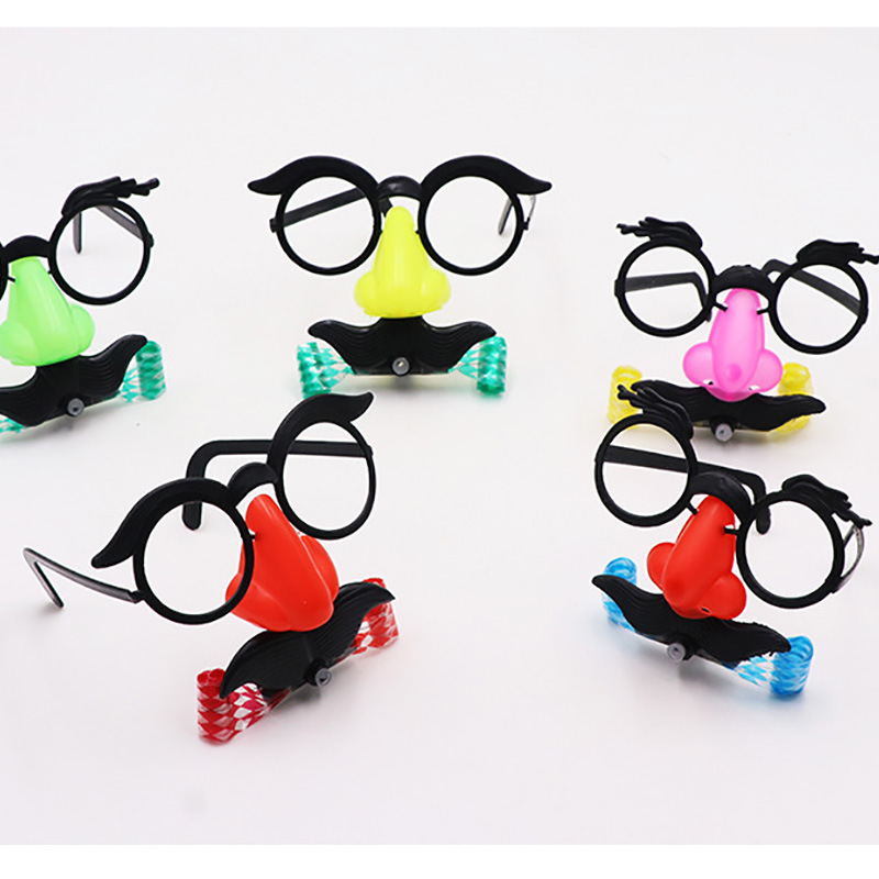 "Blowing beard, glaring eyes, small glasses, blowing dragon, big nose glasses, blowing dragon factory direct sales, prank wholesale. Specification image