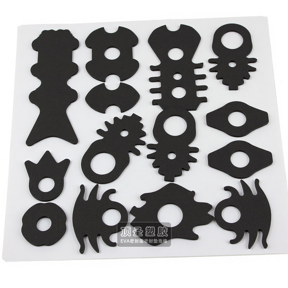 自粘EVA泡棉垫片环保减震防滑EVA脚垫单面背胶瓶盖PE泡沫密封垫圈白底实物图