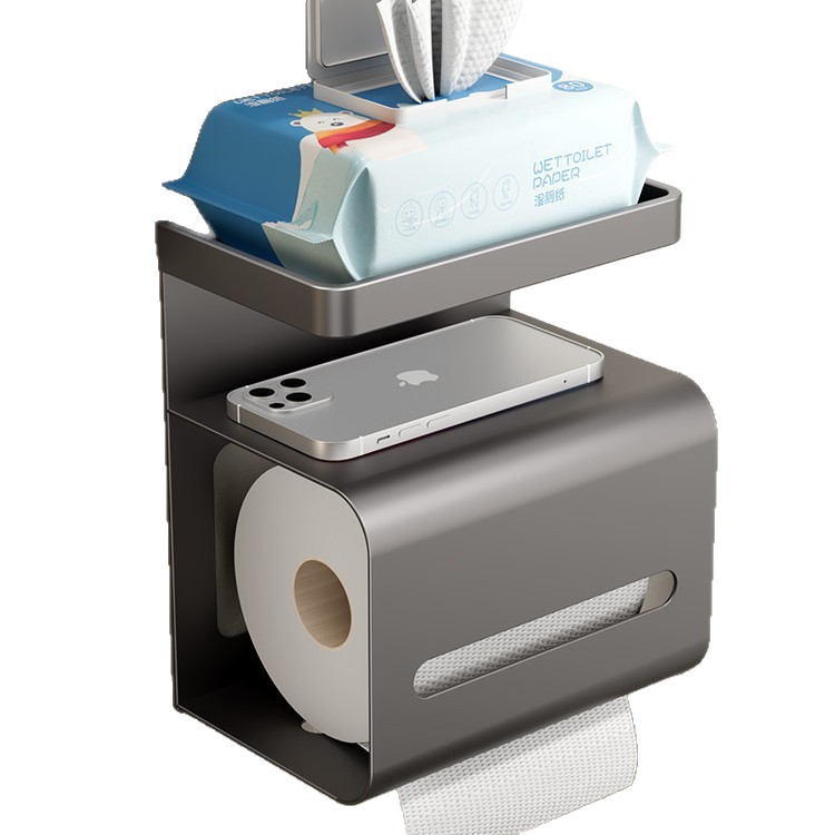家用纸巾盒厕所置物架免打孔壁挂式抽纸厕纸放置盒洗手间卷纸架白底实物图