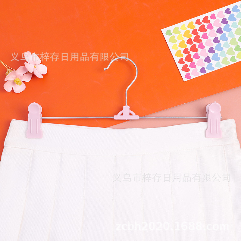 不锈钢衣架家用裙子收纳文胸架防滑斧头夹子可伸缩轻便无痕展示架产品图