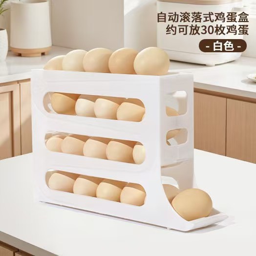 Automatic roll-off egg carton, thickened anti-breakage egg carton, household fresh-keeping storage box Application Scenario