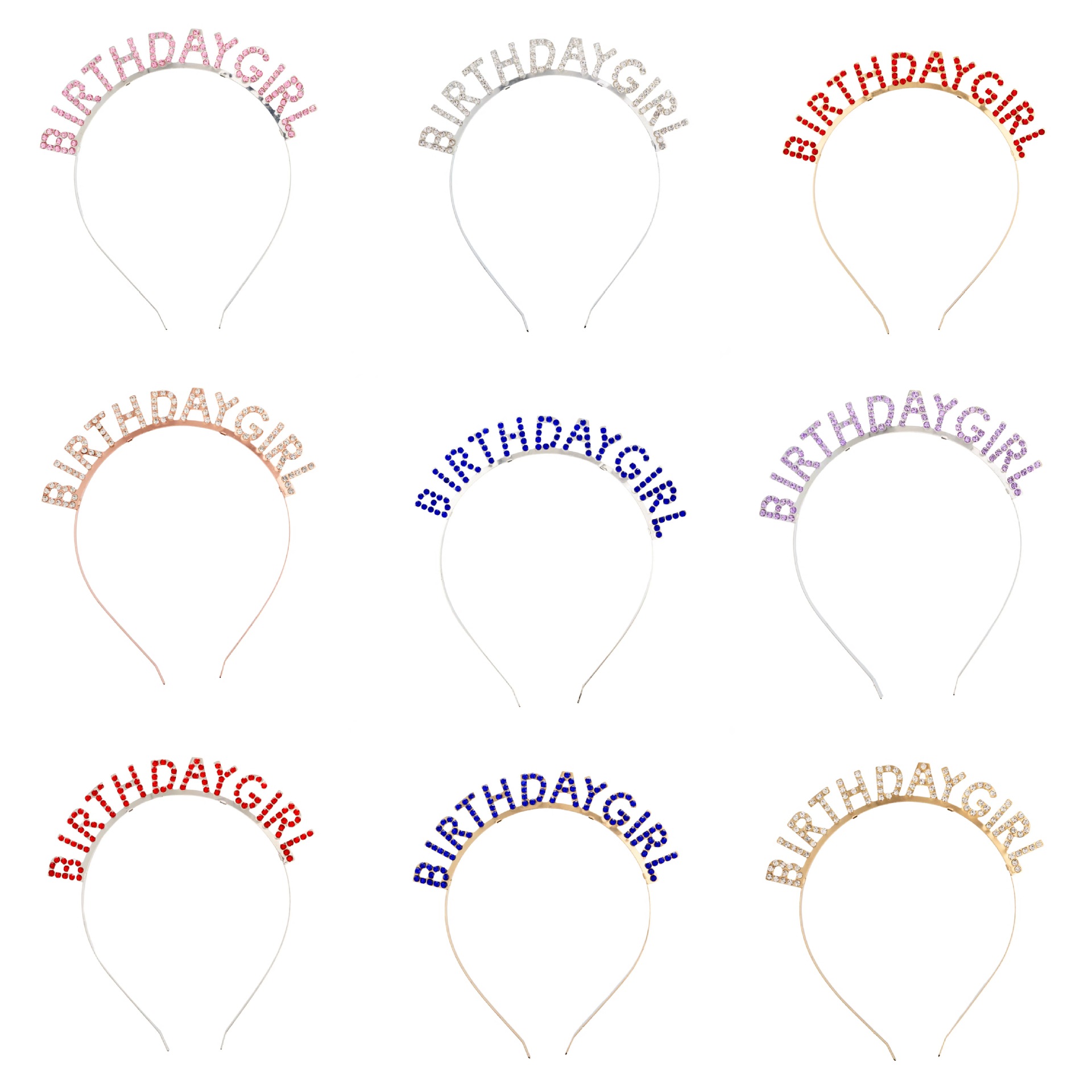 BIRTHDAY GIRL Nine-color Birthday Girl Sparkling diamond headband Children's headband