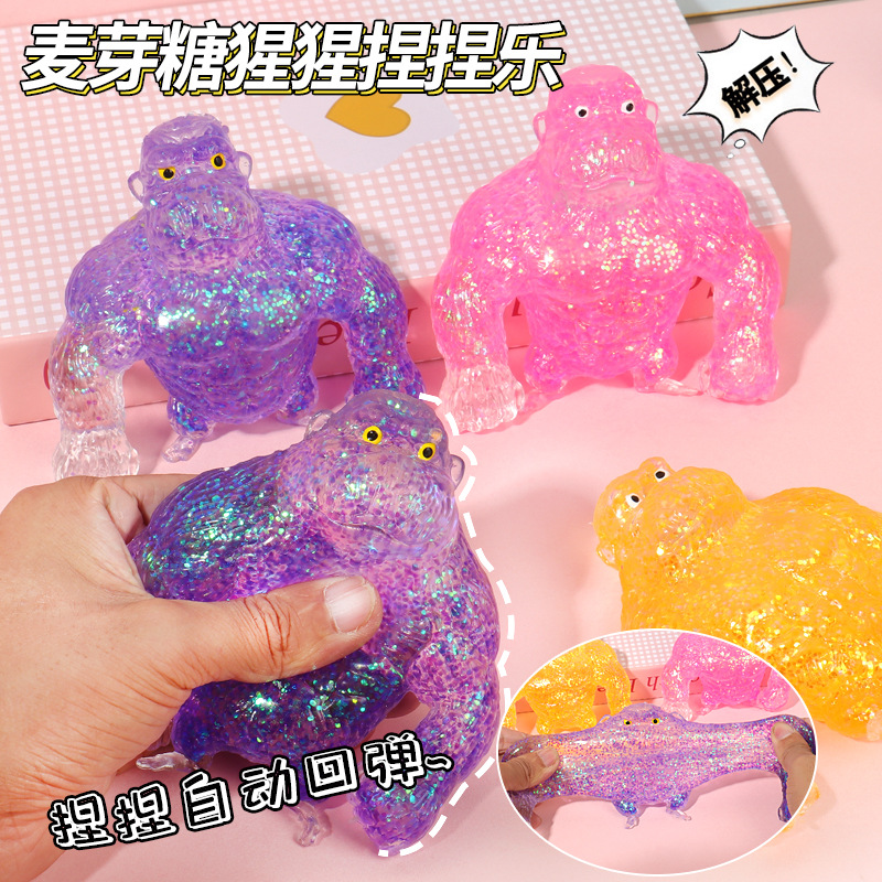 New pectin gold powder stress-relieving Gorilla Cross-border foreign trade sand stretching two-color gorilla Stress-relieving and venting toy details Picture