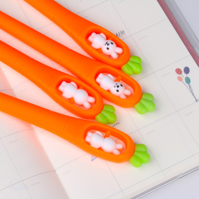 New creative animal fashion rabbit rotating vegetables student learning stationery gel pens wholesale supplies Specification drawing
