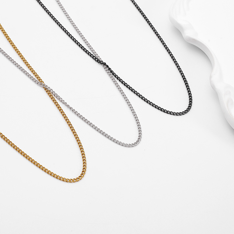 Cross-border European and American fashion hip-hop versatile 08 Side necklace with titanium steel chain, side plain chain and stainless steel chain, versatile Specification drawing