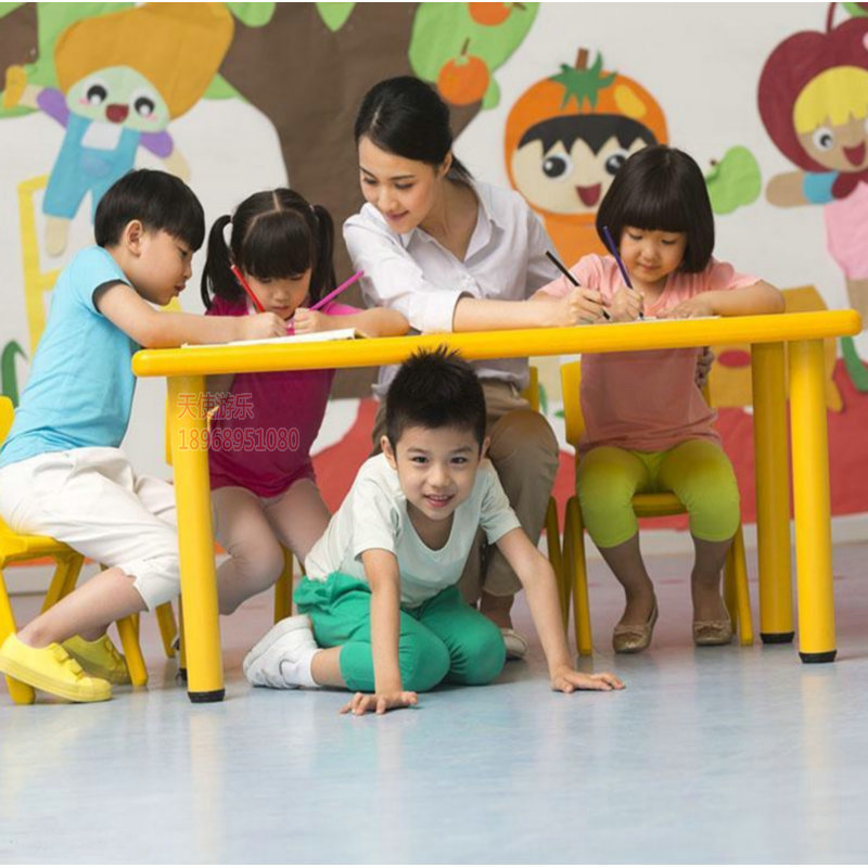 Kindergarten desks and chairs, children's desks, home school desks, baby plastic desks, height-adjustable home rectangular tables, game desks and chairs details Picture