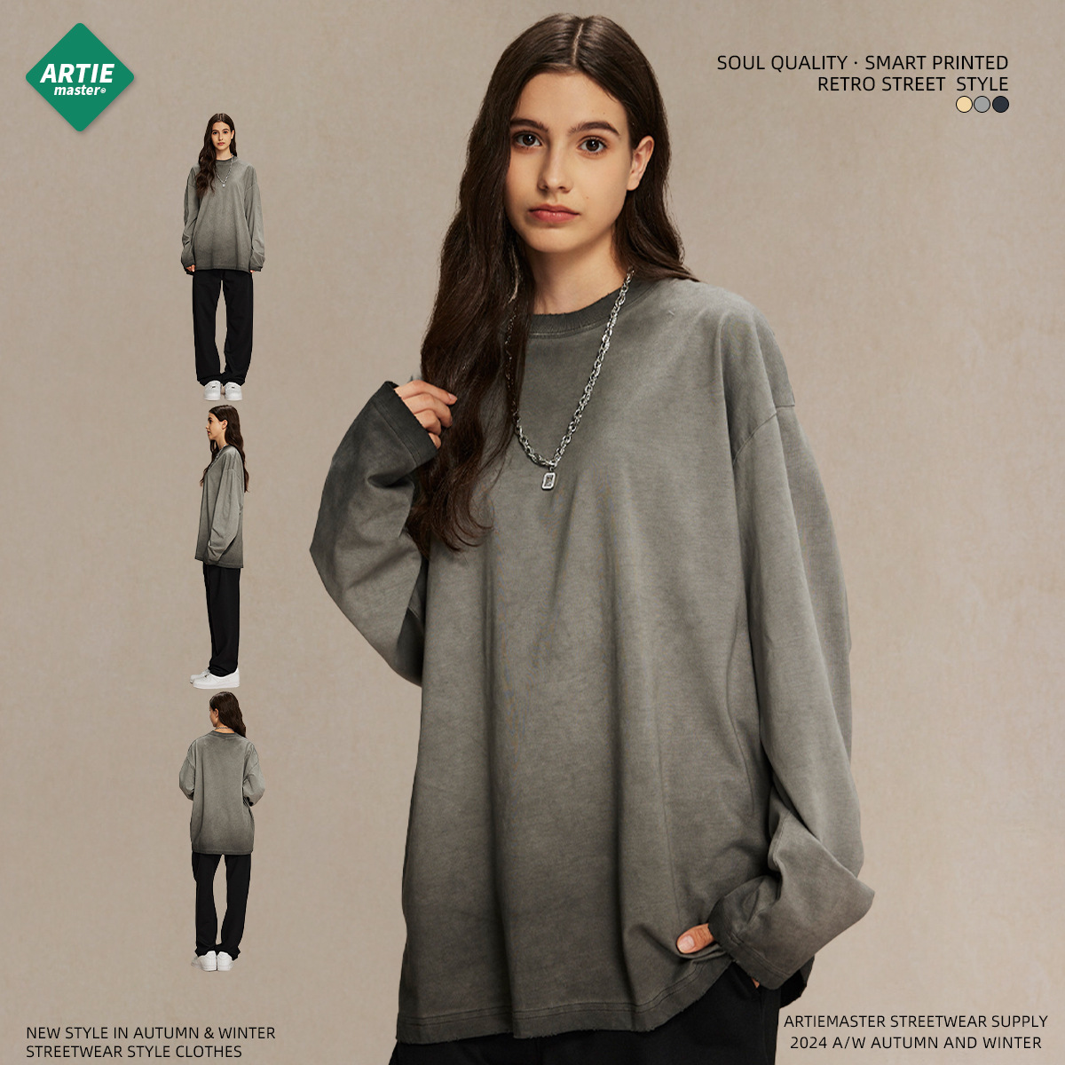 For the autumn of 2026, there is a 275g reverse-color streetwear brand washeable long-sleeved T-shirt for men on Instagram. It's a dirt-dyed, retro long-sleeved T-shirt from the wasteland Application Scenario
