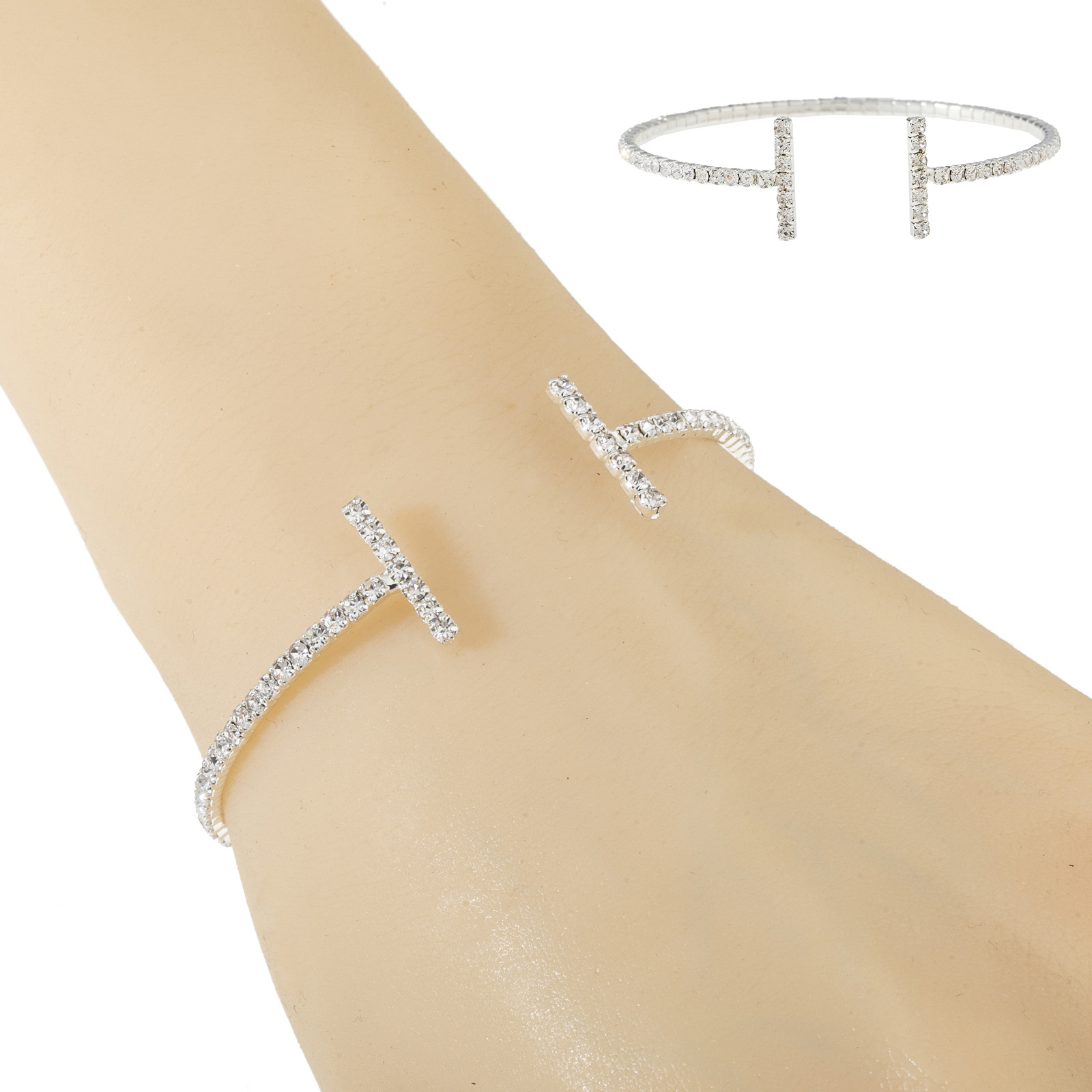 A new cross-border Korean version single-row water diamond Bracelet, a sexy streetwear accessory for women in the European and American fashion style details Picture