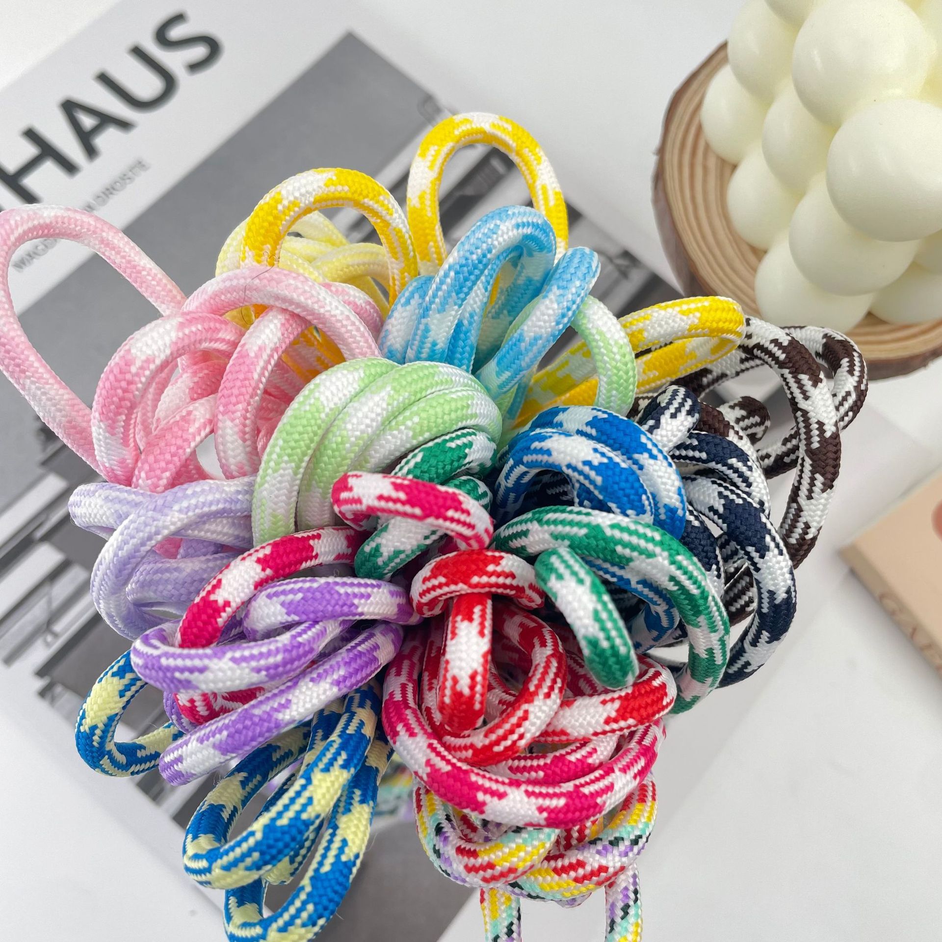 Wholesale and in-stock 5mm grid color DIY low-elasticity wire hand-woven rope mobile phone lanyards semi-finished products Specification image