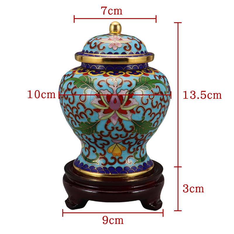 Beijing Cloisonne craft gift piece: Traditional copper body cloisonne enamel polished 5-inch lotus patterned General jar Item Picture