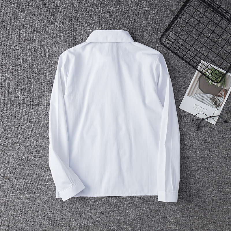 Zhuobei Clothing Japanese JK uniform, long-sleeved white shirt, Japanese-style school uniform, long-sleeved pointed collar, square collar, corner opening not transparent details Picture